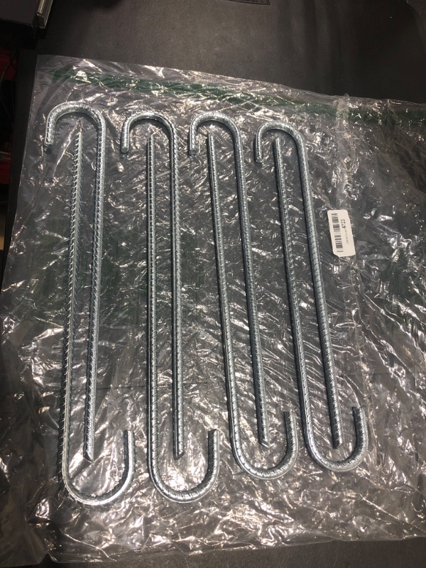 Photo 1 of AAGUT 16" Rebar Tent Stakes Heavy Duty J Hook Ground Anchors Galvanized Steel Metal Garden Stake Yard Landscape Spikes 8 Pack for Dog Dig Defence
