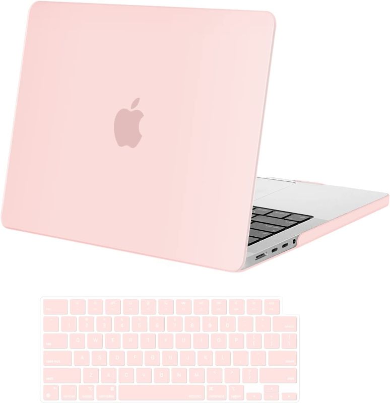 Photo 1 of MOSISO Compatible with MacBook Pro 14 inch Case 2021 2022 Release A2442 M1 Pro / M1 Max with Liquid Retina XDR Display Touch ID, Plastic Hard Shell Case & Keyboard Cover Skin, Chalk Pink