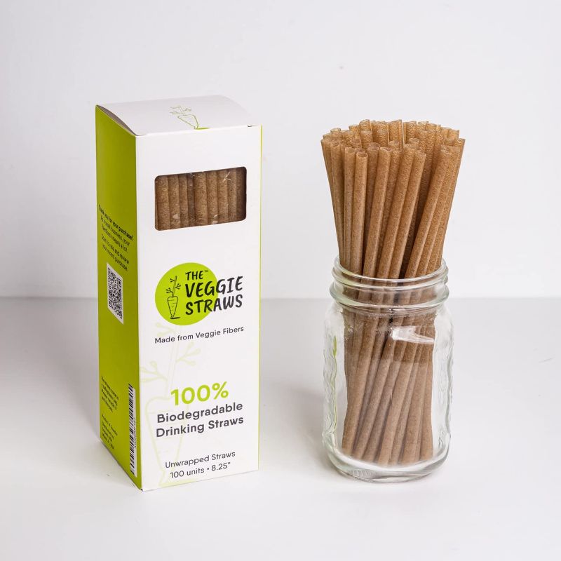 Photo 1 of 100% Biodegradable Eco-Friendly Unwrapped Straws, 100ct – 8.25"H, Made of Vegetable Fibers