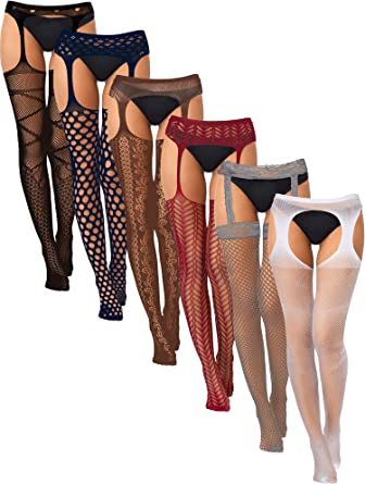 Photo 1 of 6 Pairs Women Fishnet Thigh High Stockings Suspender Pantyhose Stockings for Halloween
