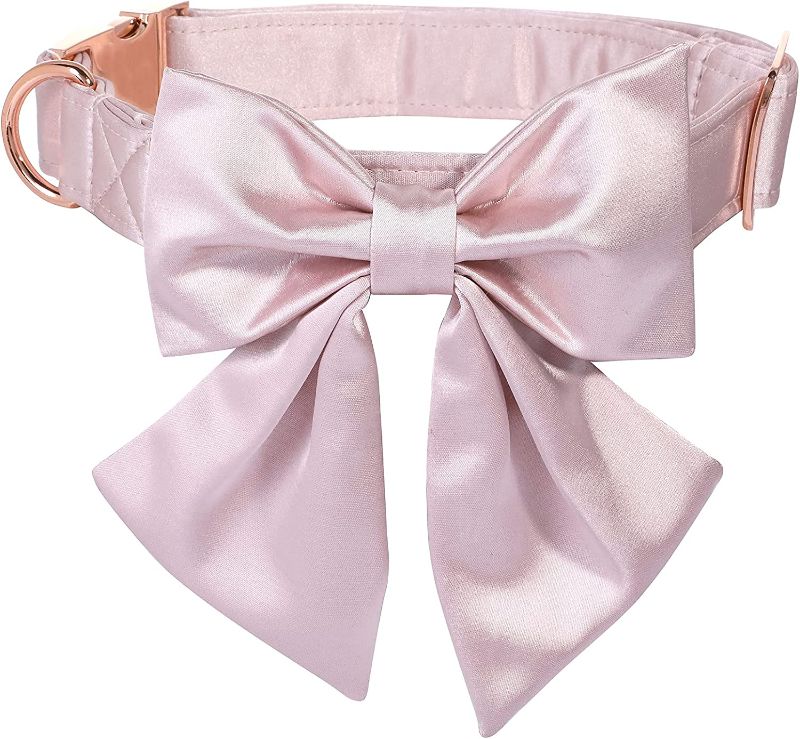 Photo 1 of lionet paws Bowtie Dog Collar - Comfortable Cute Adjustable Silk Dog Collar with Detachable Bow Tie Matching Dog Leash for Dogs and Cats Girl or Boy Gift
