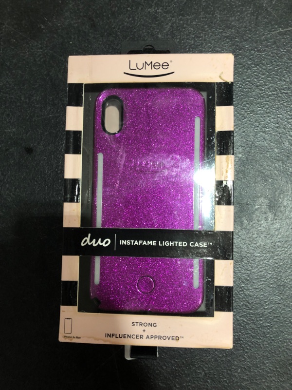 Photo 1 of LuMee Duo Phone Case, Dark Purple Glitter Front Back LED Lighting, Variable Dimmer Shock Absorption, Bumper Case, Selfie Phone Case iPhone Xs Max Only