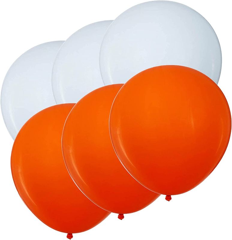 Photo 1 of 18 inch White and Orange Balloons Quality Latex Balloons Party Decorations Supplies Pack of 12
