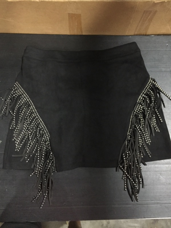 Photo 2 of Floerns Women's Rhinestone Fringe Suede Party A Line Mini Skirt (APPROX SIZE MEDIUM)