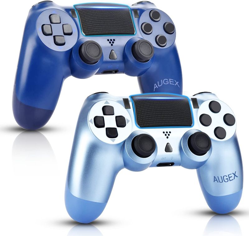 Photo 1 of AUGEX 2 Pack Remote for PS4 Controller, Wireless Gamepad Work with Playstation 4 Controllers, Navy Blue Game Control for PS4 Controller with Joystick, Pa4 Controller for PS4 Pro/Silm/PC Titanium Blue
