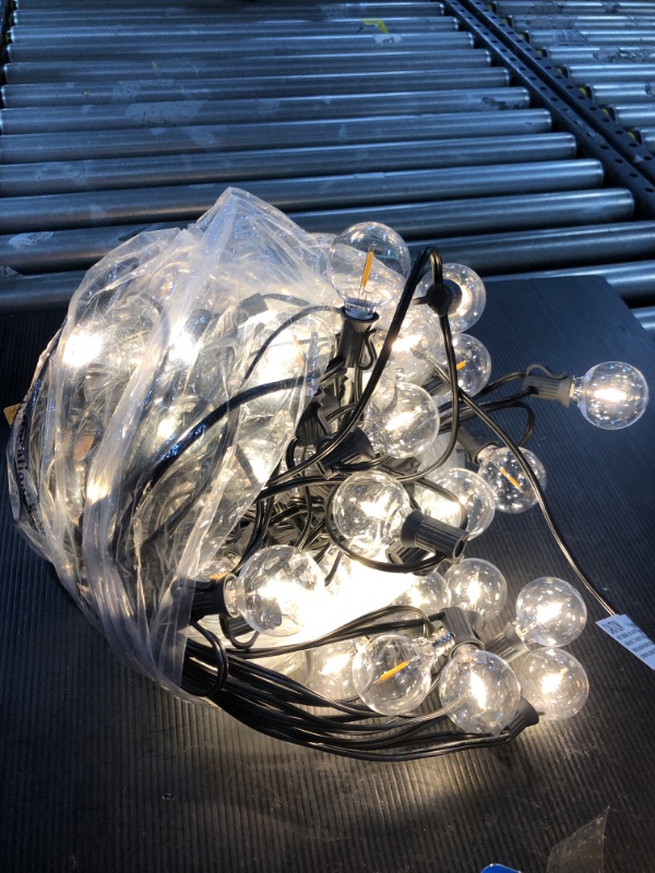 Photo 2 of 25Ft G40 Globe LED Outdoor String Lights with 27 Clear Shatterproof Waterproof Bulbs, Safe, not Hot, Suitable for Porch, Yard, Patio, Pool Fencing, Patio Party Lighting, E12 Base/Black Wire
