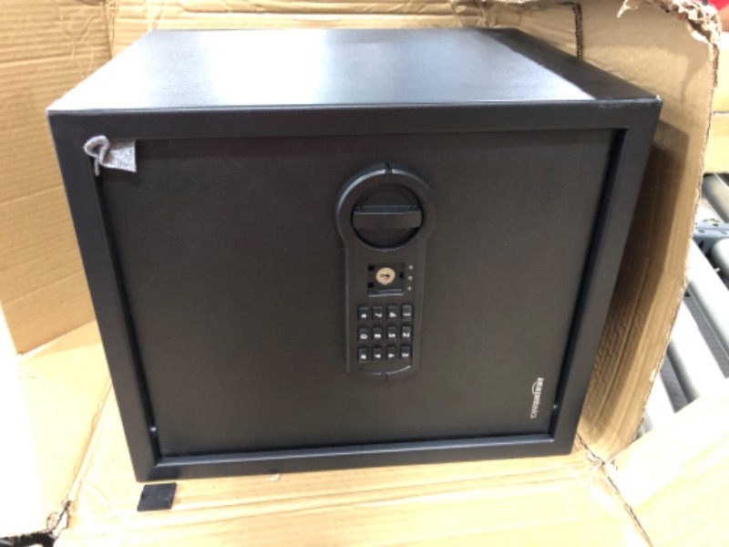 Photo 2 of Amazon Basics Steel Home Security Safe with Programmable Keypad - Secure Documents, Jewelry, Valuables - 1.2 Cubic Feet, 13 x 13 x 14.2 Inches, Black
