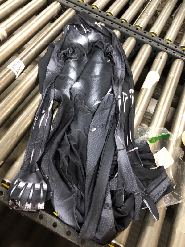 Photo 2 of Adult Black Muscle Battle Suit Costume Halloween Cosplay Costume Black Zentai Jumpsuit XL
