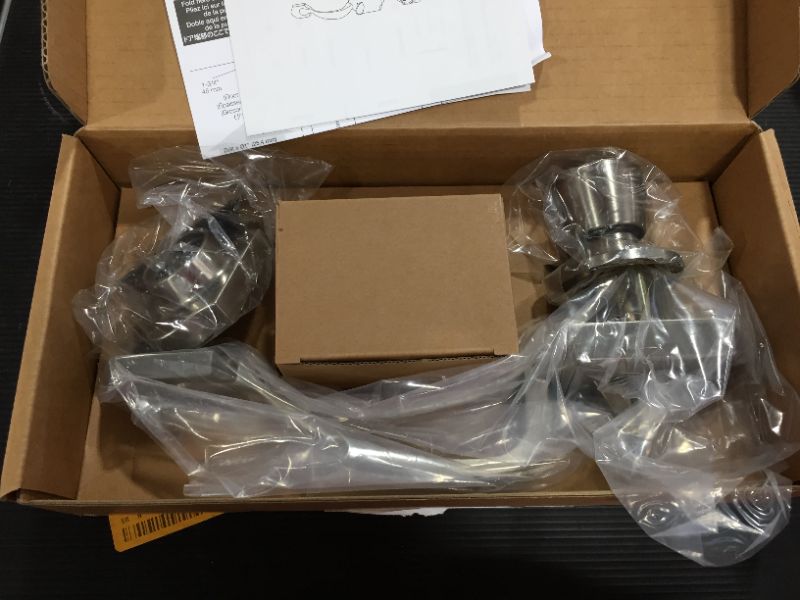 Photo 1 of Amazon Basics Handleset with Tulip Knob - Single Cylinder - Satin Nickel
