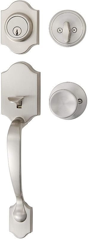 Photo 1 of Amazon Basics Handleset with Tulip Knob - Single Cylinder - Satin Nickel
