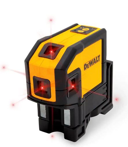 Photo 1 of 165 ft. Red Self-Leveling 5-Spot & Horizontal Line Laser Level with (3) AA Batteries & Case
