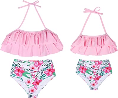 Photo 1 of AmzBarley Girls Swimwear Mommy and Me Family Matching Swimsuits Women 2 Pieces Bathing Suit- small 
