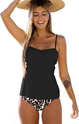 Photo 1 of Beachsissi Women Tankini Swimsuit Twist Front Leopard Print 2 Piece Bathing Suit
SIZE XL 