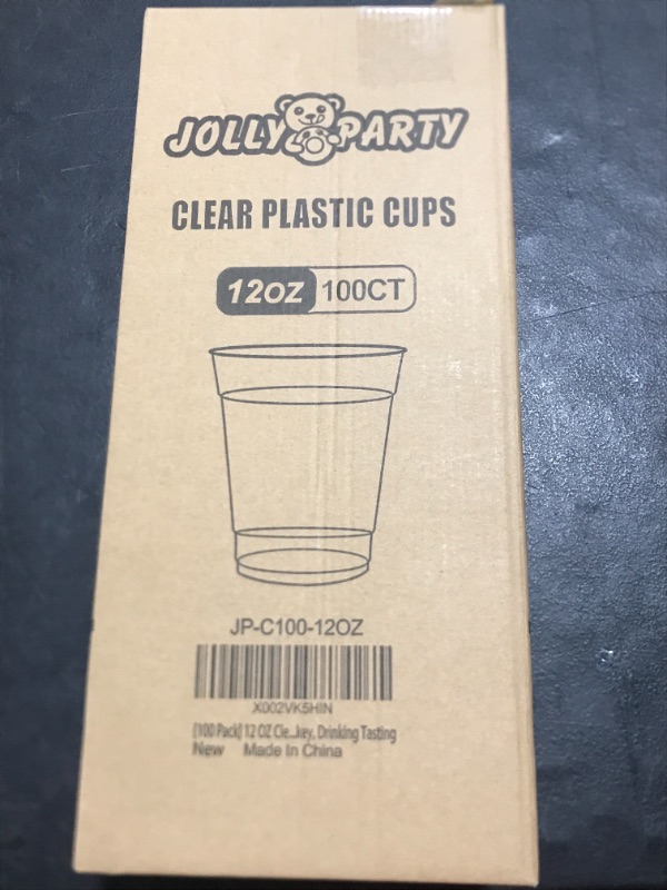 Photo 2 of 12 OZ Clear Plastic Cups , 100 Pack Heavy-duty Party Glasses, Disposable Plastic Cups for Wedding, Halloween,Thanksgiving Day, Christmas Party Cocktails Tumblers
