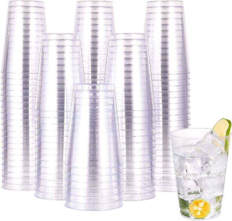 Photo 1 of 12 OZ Clear Plastic Cups , 100 Pack Heavy-duty Party Glasses, Disposable Plastic Cups for Wedding, Halloween,Thanksgiving Day, Christmas Party Cocktails Tumblers
