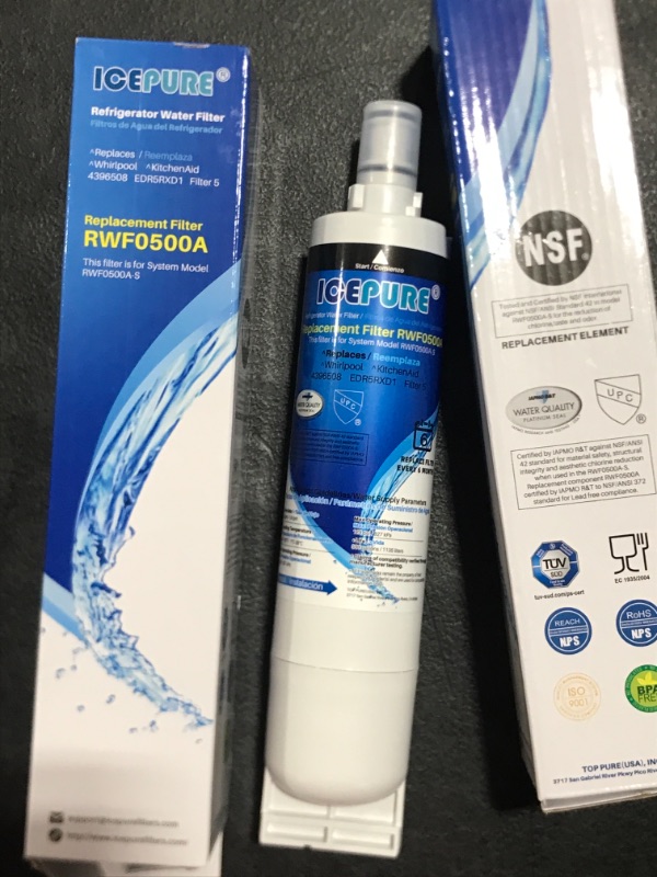 Photo 1 of ICEPURE 4396508 Refrigerator Water Filter Replacement for EveryDrop Filter 5, EDR5RXD1, Whirlpool 4392857, NL300, 4396510, 43965