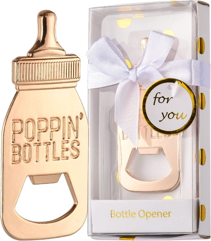 Photo 1 of 16PCS Poppin Bottles Baby Shower Favor Beer Bottle Opener Baby Birthday Return Gifts for Guests Baby Party Decorations Girl Boys Souvenirs Gift (White Poppin, 16)
