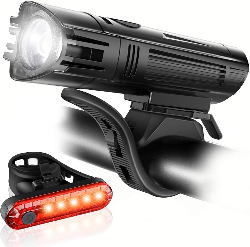 Photo 1 of Ascher Ultra Bright USB Rechargeable Bike Light Set, Powerful Bicycle Front Headlight and Back Taillight, 4 Light Modes, Easy to Install for Men Women Kids Road Mountain Cycling
