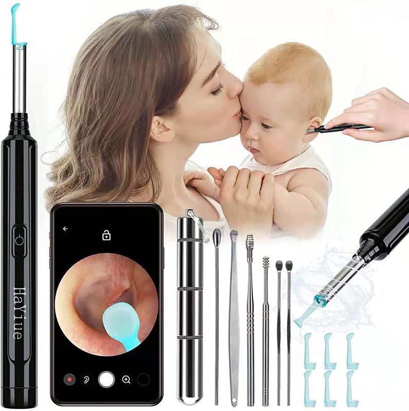 Photo 1 of Ear Wax Removal with Camera, Earwax Remover Tool, 1296P FHD Wireless Ear Otoscope with 6 LED Lights, 6 Ear Spoon & 6 Traditional Tools Ear Wax Removal Kit for iPhone, iPad & Android Smart Phone
