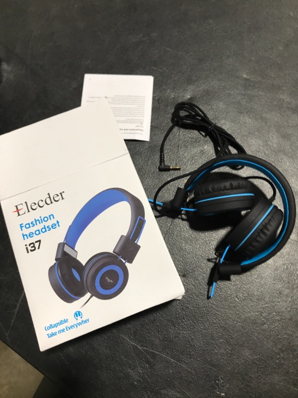 Photo 1 of Elecder i37 Kids Headphones Children Girls Boys Teens Foldable Adjustable On Ear Headphones 3.5mm Jack Compatible Cellphones Computer MP3/4 Kindle School Tablet Black/Blue