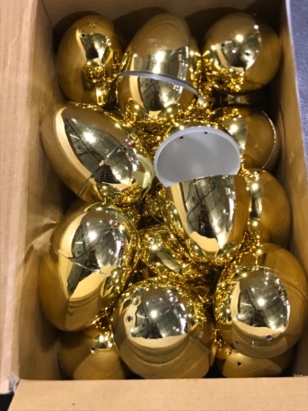 Photo 2 of 36 Pieces Shiny Large Golden Metallic Easter Eggs 3" in Gold Color for Filling Specific Treats