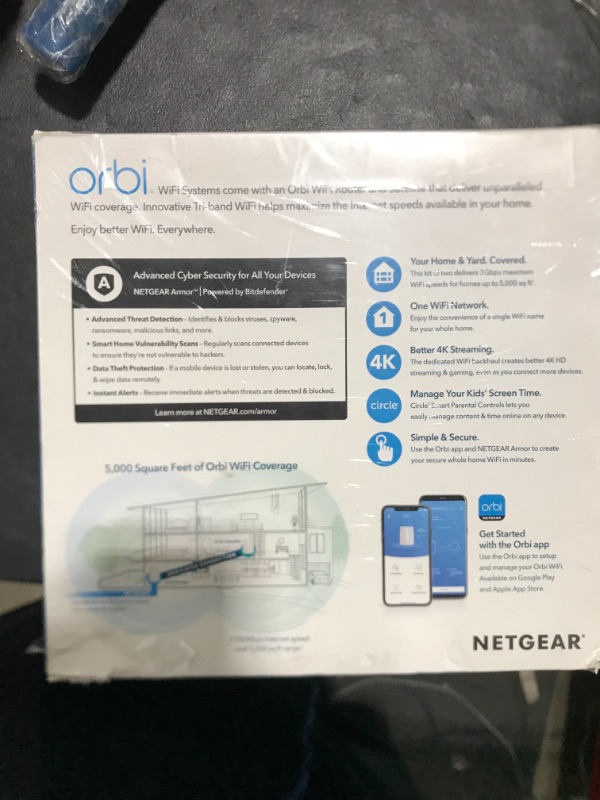 Photo 2 of Netgear Netgear Orbi Rbk50 IEEE 802.11ac Ethernet Wireless Router - 2.40 GHz ISM Band - 5 GHz UNII Band - 6 x Antenna(6 x internal) - 375 MB/s