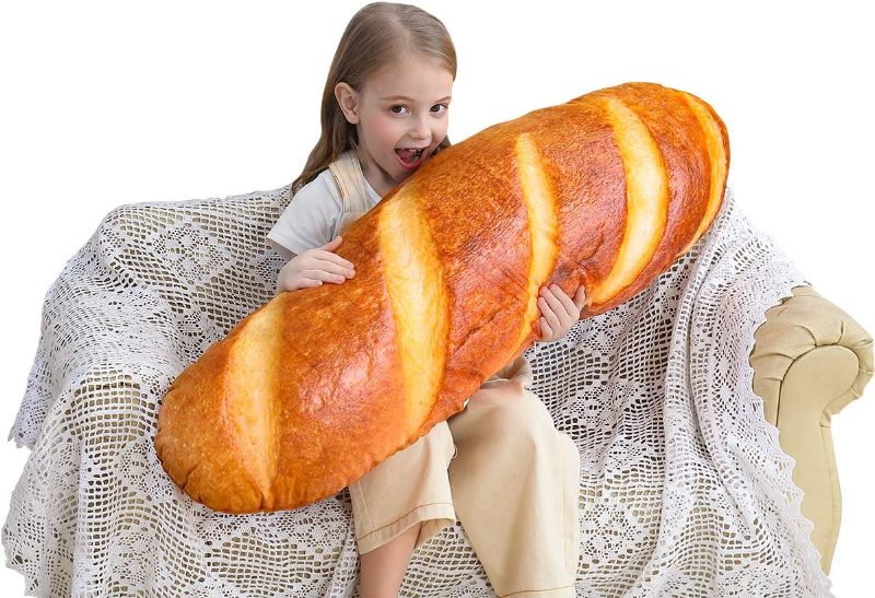 Photo 1 of 36 in 3D Simulation Bread Shape Pillow Soft Lumbar Baguette Back Cushion Funny Food Plush Stuffed Toy
