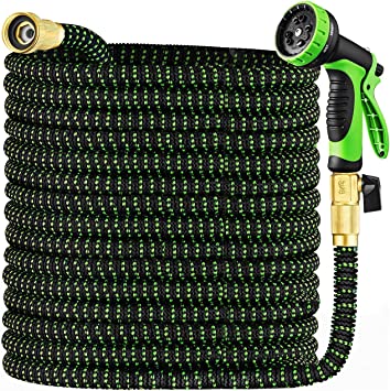 Photo 1 of 2 in 1 Set Garden Hose 100 ft & Nozzle, Expandable Garden Hose Lightweight Durable, Retractable Garden Hoses, Water Hose with 3/4 inch Solid Brass Fittings - Watering Hose 100 feet - Collapsible Hose
