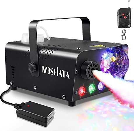 Photo 1 of MOSFiATA Fog Machine with Disco Ball Lights 600W Smoke Machine with RGB LED lights, 2300 CFM Spray, Remote Control, Perfect for Halloween, Christmas, Wedding, Party, Club, DJ Stage Effect
