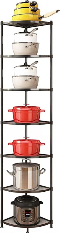 Photo 1 of 7-Tier Kitchen Pot Rack, Cookware Stand Storage Organizer ?Multi-Layer Corner Shelf Stand Stainless Steel Shelves for Kitchen