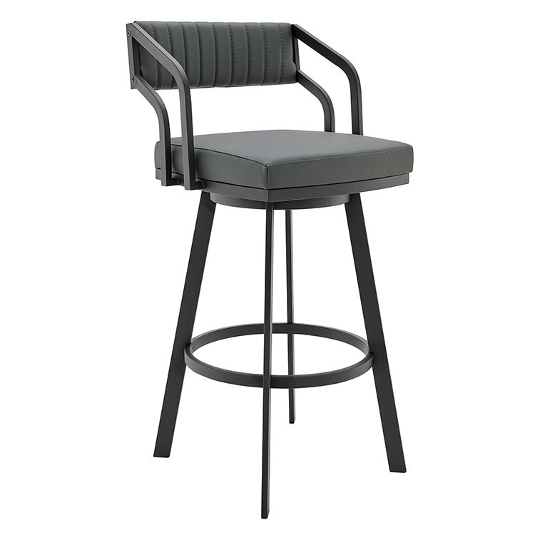 Photo 1 of Capri 26" Counter Height Swivel Barstool with Black Finish and Slate Grey Faux Leather
