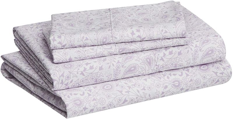 Photo 1 of Amazon Basics Lightweight Super Soft Easy Care Microfiber Bed Sheet Set with 14" Deep Pockets - Queen, Lavender Paisley
