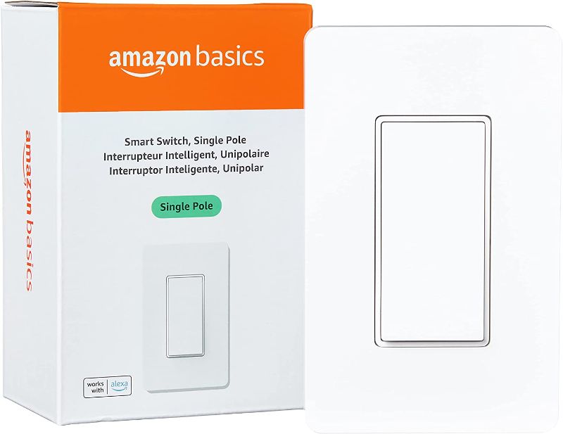 Photo 1 of Amazon Basics Single Pole Smart Switch, Neutral Wire Required, 2.4 Ghz WiFi, Works with Alexa
