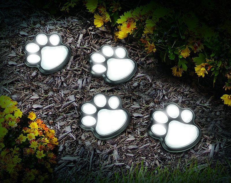 Photo 1 of IdeaWorks JB7356 Solar Paw Print Outdoor Lights, Black
