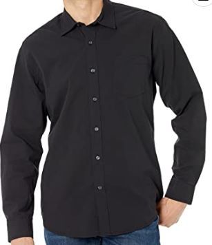 Photo 1 of Amazon Essentials Men's Long-Sleeve Regular-fit Casual Poplin Shirt L
