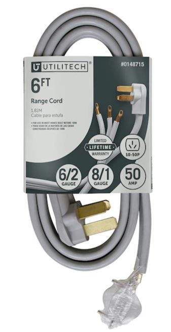 Photo 1 of  6-ft 3-Prong Gray Range Appliance Power Cord