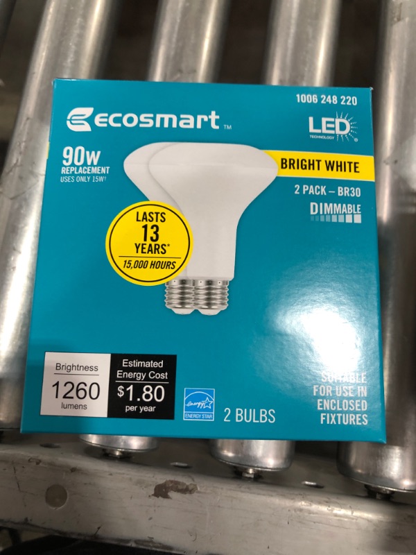 Photo 2 of 90-Watt Equivalent BR30 Dimmable ENERGY STAR LED Light Bulb Bright White (2-Pack) 4 BOXES 
