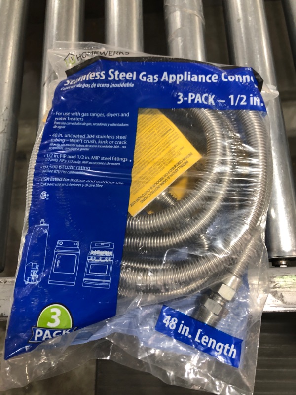 Photo 1 of 1/2 in. MIP x 1/2 in. FIP x 48 in. Stainless Steel Gas Connector (3-pc Pro Pack)
