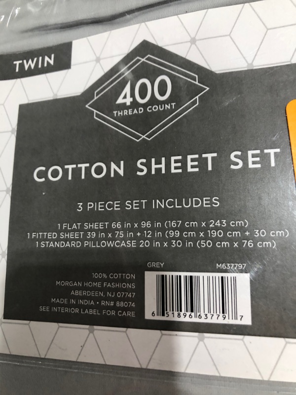 Photo 3 of 400 Thread Count 100% Cotton Sateen Bed Sheet Set, 3-Piece Sheets, Soft & Silky, Wrinkle Resistance, Low Pill & Durable, Fitted Sheet Fits Mattress Upto 18" Deep Pocket(Twin Size, Ivory)
