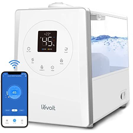 Photo 1 of LEVOIT Humidifiers For Bedroom Large Room Home, 6L Top Fill Warm and Cool Mist for Whole House, Smart Wifi Alexa Control, Customized Humidity, Essential Oil, Sleep Mode, Timer, Ultra Quiet, White
