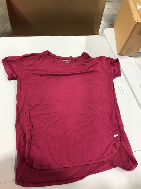 Photo 1 of Amazon Essentials Women's Studio Relaxed-Fit Lightweight Crewneck T-Shirt, Ruby Red, Medium
