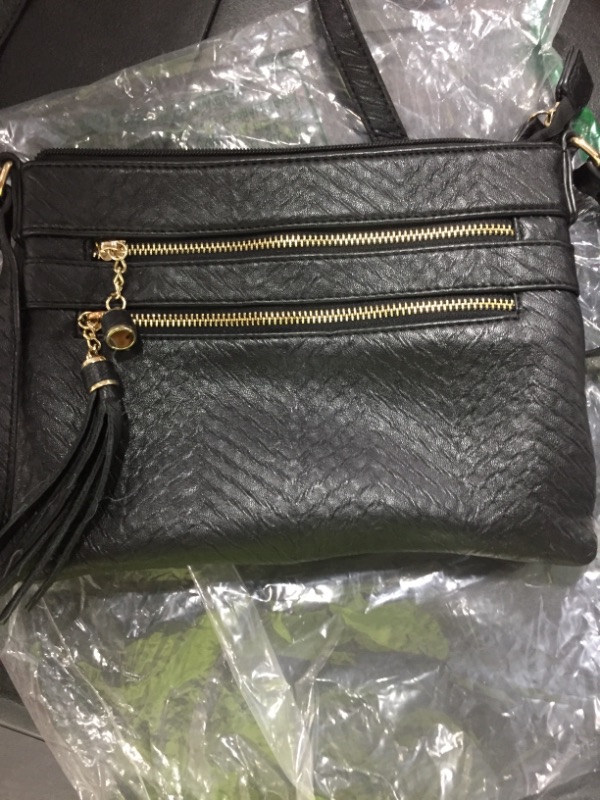 Photo 2 of B BRENTANO Vegan Multi-Zipper Crossbody Handbag Purse with Tassel Accents