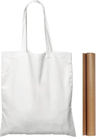 Photo 1 of  25 Pack 15'' X 16'' White Cotton Tote Bags, Lightweight Blank Bulk Cloth bags with 1pc of PTFE Teflon Sheet
