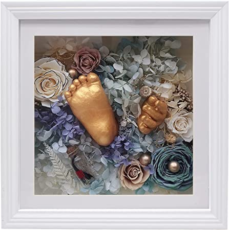 Photo 1 of 10x10 Shadow Box Frame, 3D Shadow Box Display Case with European Border, Memory Box for Baby Handprint & Footprint DIY Hand Foot Print 3D Plaster, Collages, Collections, Mementos(2-inch Depth, White)
