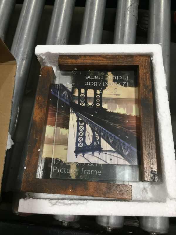 Photo 1 of 5x7 Picture Frames Set of 2, Double Sided Frame Display Holder with Rustic L Shaped Horizontal Vertical Stand for 5 by 7 Photo, Desktop or Tabletop Decor
