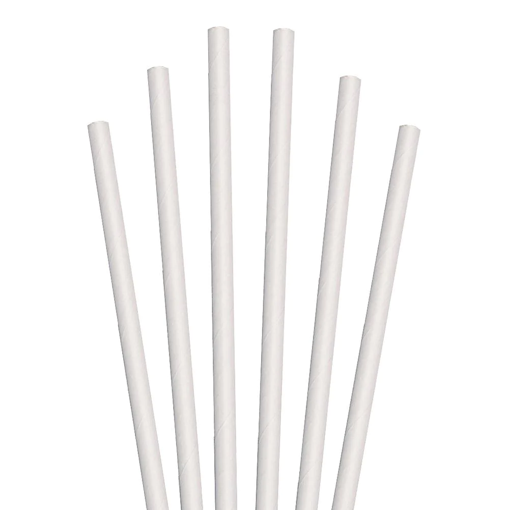 Photo 1 of 7.75" White Jumbo Paper Straws - 600 ct.
