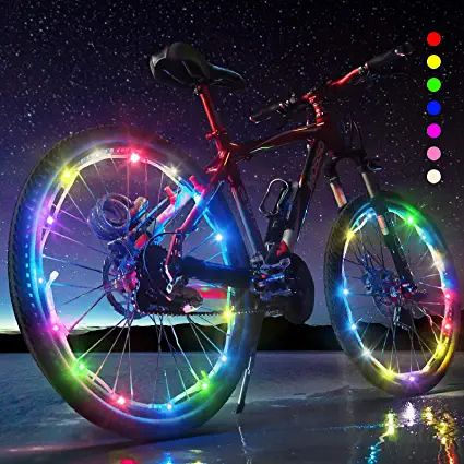 Photo 1 of 2-Tire Pack Bike Wheel Lights - Waterproof LED Bike Spoke Lights for Adult Bike/Kids Bike Night Riding - 7 Colors LED Outdoor Bicycle Tire Safety Light Bike Spoke Decorations

