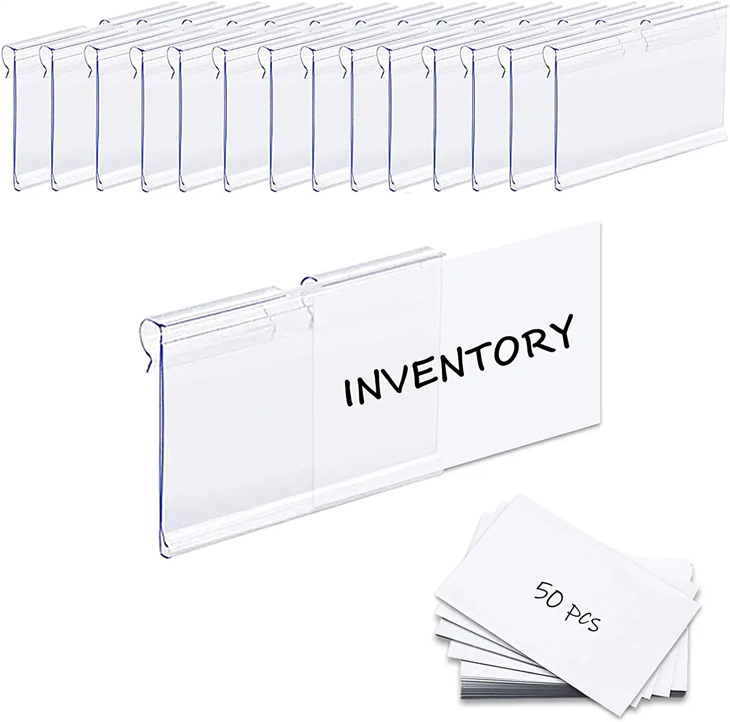 Photo 1 of Basket Labels Clip On,50PCS Clear Plastic Bin Clip Labels for Baskets,Wire Shelf Price Labels,Labels for Storage Bins,Merchandise Sign Display Holder,50PCS 6X4CM Label Inserts Included. (CQTP0000)
