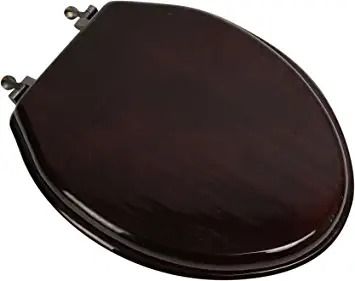 Photo 1 of Bath Décor 5F1E2-16OB Deluxe Wood Toilet Seat, Stained Mahogany/Oil Rubbed Bronze
