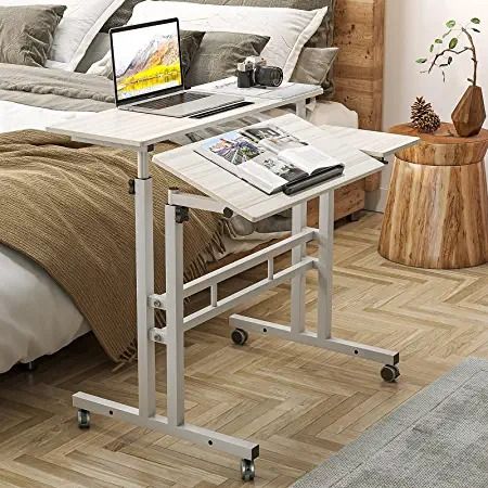 Photo 1 of SogesPower 2 Platforms Mobile Laptop Desk Adjustable Side Table Computer Stand for Bed Sofa, JZS-101-2MP
